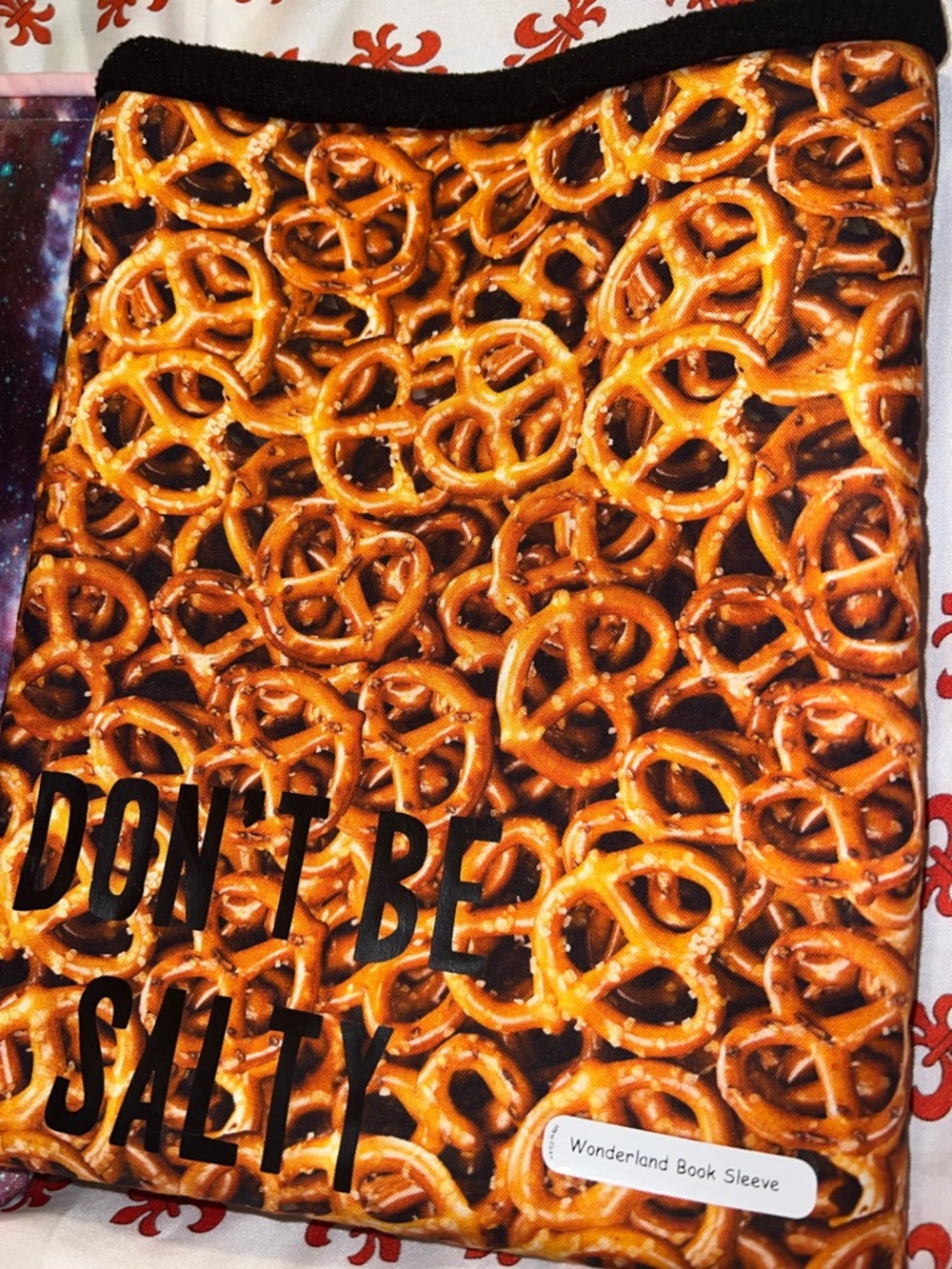 Wonderland Pretzel Print Book Sleeve - Don't Be Salty